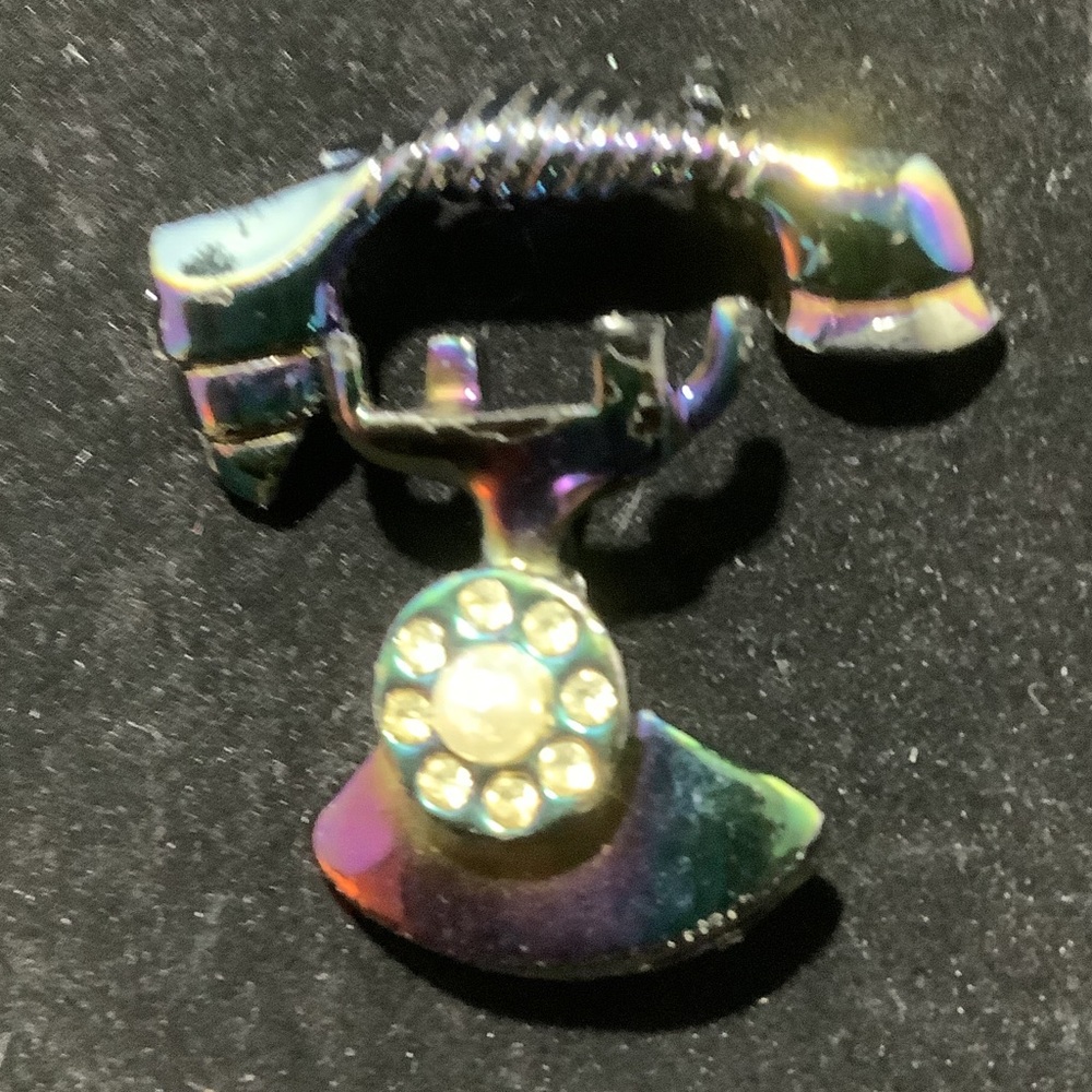 Iridescent Vintage Style Phone Brooch